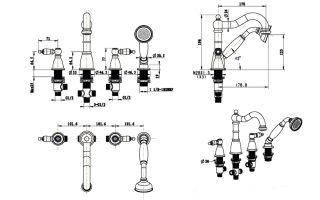Смеситель на борт ванны Boheme Oro золото 395